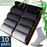10 Pairs/Lot Men'S Bamboo Fiber Socks 2025 New Compression Autumn Long Black Business Casual Man Dress Sock Gift plus Size 42-45