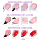 7ML Fiber Rubber Base Gel for Broken Nail Repaired Fiberglass Clear Quick Building UV Construction Gel Soak off Varnish
