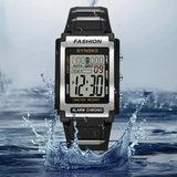 Men Rectangular Sports Electronic Watch Waterproof 50M Night Light Large Screen Alarm Clock Trend Retro Style