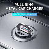 Car 100-200W Dual Port Mini USB Charger Ultra Fast Charging Cigarette Lighter Socket 12-24V Aluminum Cell Phone Charging Adapter