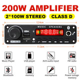 NEW 200W Amplifier Bluetooth DIY MP3 WAV Decoder Board DC 12V 100W Wireless Car USB MP3 Player TF Card Slot USB FM with Mic