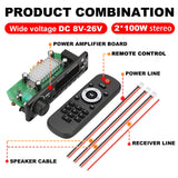 NEW 200W Amplifier Bluetooth DIY MP3 WAV Decoder Board DC 12V 100W Wireless Car USB MP3 Player TF Card Slot USB FM with Mic