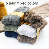 Winter Men'S Merino Wool Socks Super Thick Warm High Quality Harajuku Retro Snow Casual Antifreeze Cashmere Socks Men 3 Pair