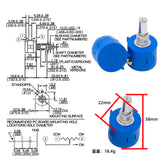 3590S Multiturn Potentiometer 500 1K 2K 5K 10K 20K 50K 100K Ohm Potentiometer Adjustable Resistor 3590 102 202 502 103