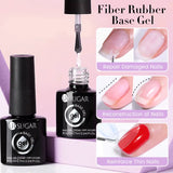 7ML Fiber Rubber Base Gel for Broken Nail Repaired Fiberglass Clear Quick Building UV Construction Gel Soak off Varnish