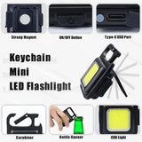 Mini LED Flashlight Keychain Multifunctional Portable COB Camping Lamps USB Charging Work Lights Outdoor Fishing Hiking Lanterna