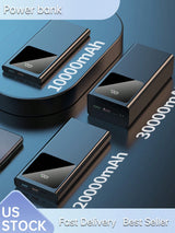 1 Pc Multi-Functional 10000/20000/30000Mah Power Bank: LED Battery Indicator, 22.5W Super Fast Charging, Dual USB Ports, Outdoor Emergency Light, Rectangle Portable Design